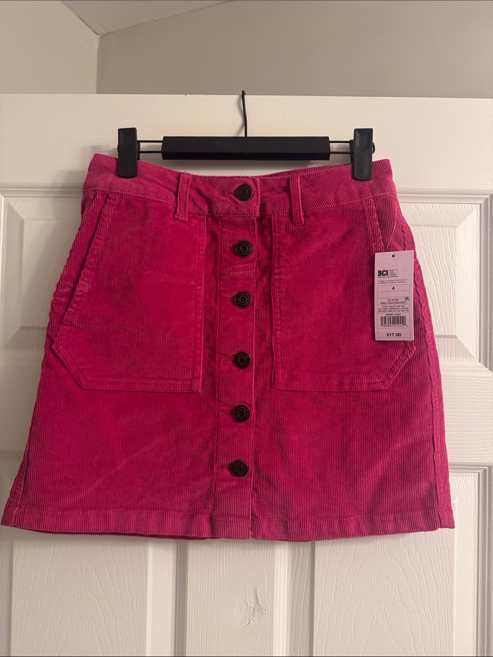 wild fable Hot Pink Corduroy Button-Front Mini Skirt